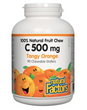 Natural Factors C 500 mg 100% Natural Fruit Chew , Tangy Orange